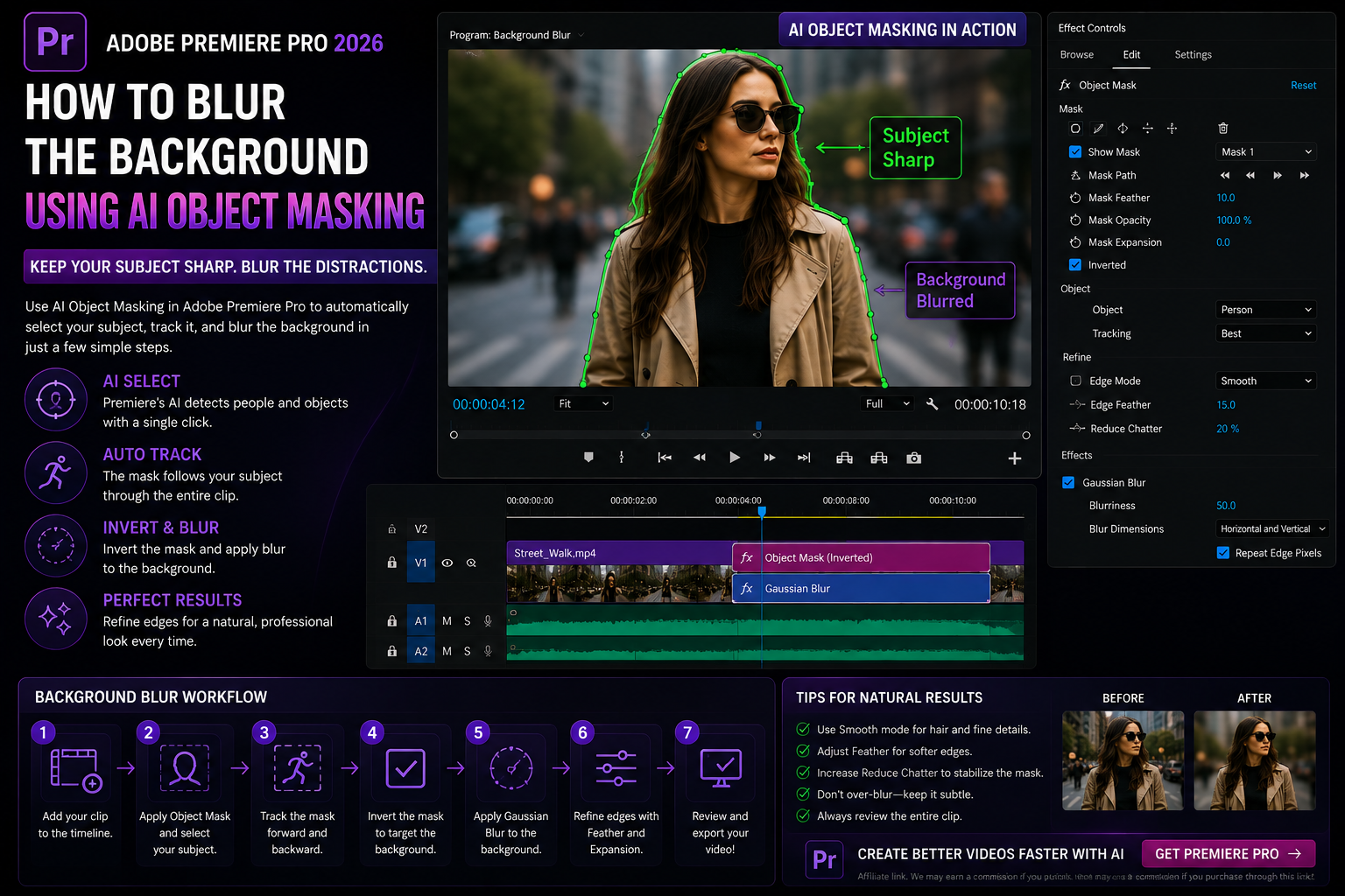 How to Blur the Background in Adobe Premiere Pro Using AI Object Masking