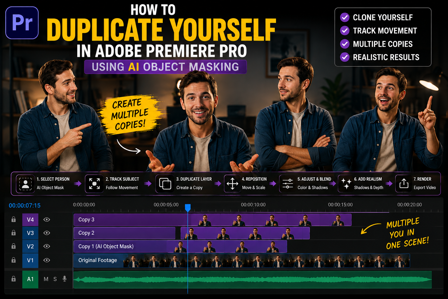 How to Duplicate Yourself in Adobe Premiere Pro Using AI Object Masking